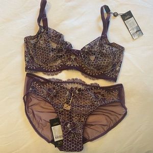 NEW NWT Dita Vin Teese Evelina set bra bikini aubergine 32e small